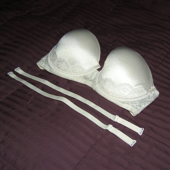34D Lily of France White Strapless bra w/removable straps - Picture 3 of 7